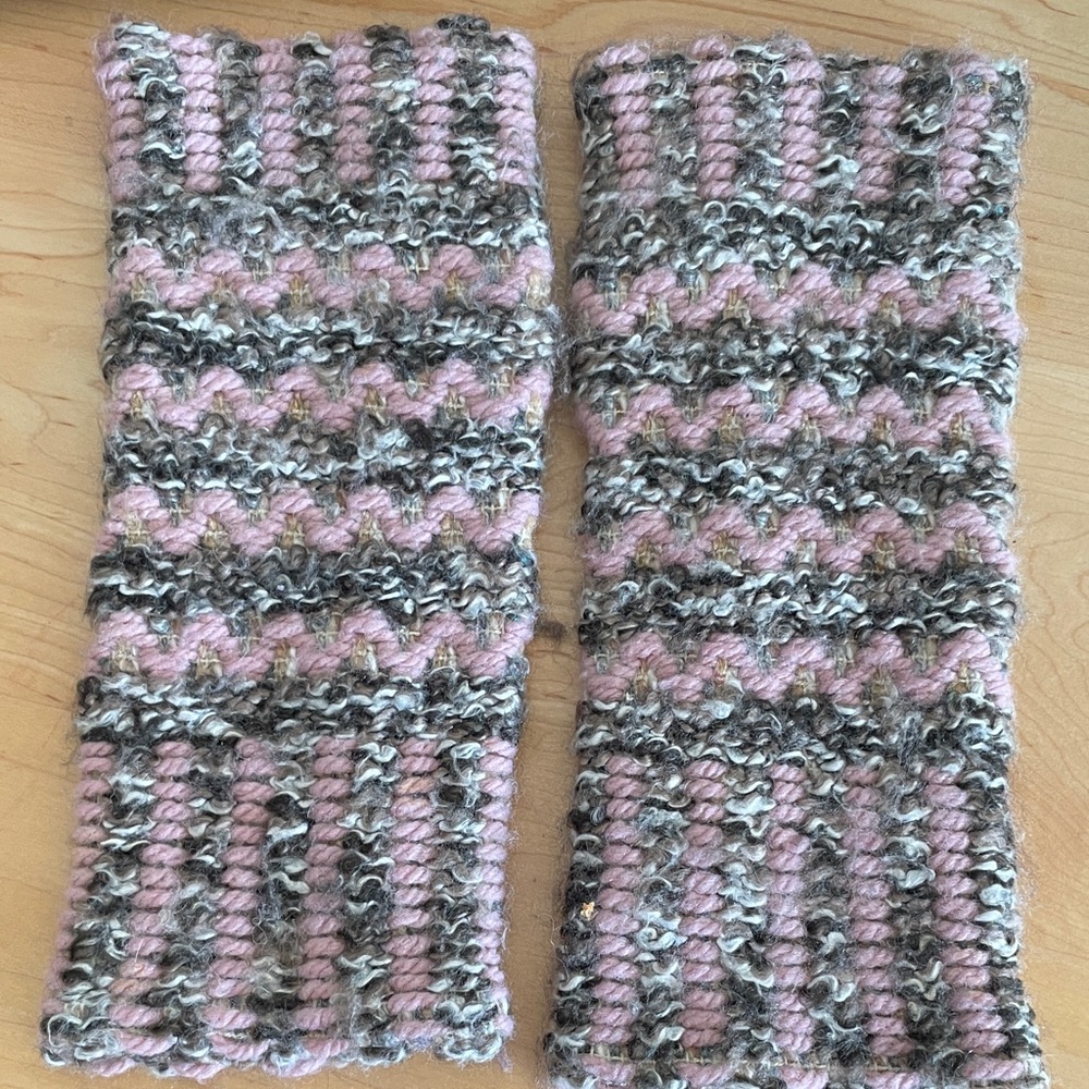 Pink and Gray Knit Arm Warmers made in France